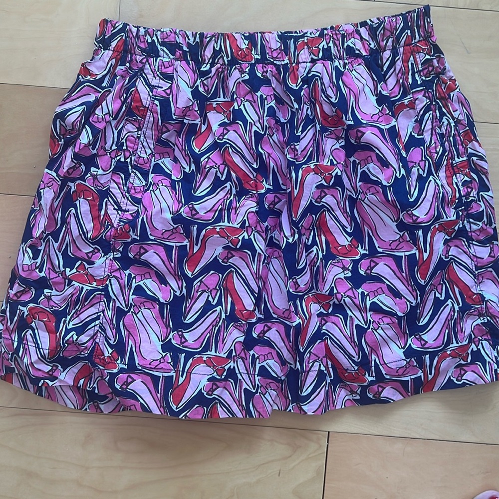 Lilly Pulitzer- skirt - size L pink and navy- fun!